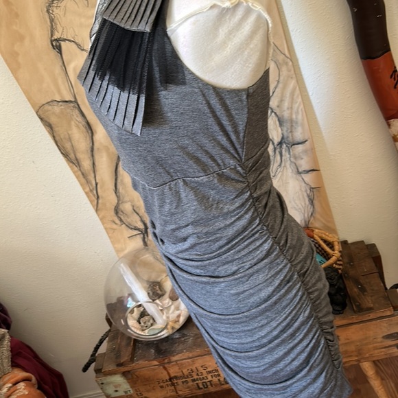 Gray Bodycon Women L Mini One Shoulder Prom Party Dress Lace Twelve By Twelve LA - Picture 7 of 8